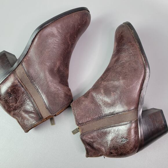 Womens Frye Jolene Inside Zip Short Brick Red Brown Boots Size 7.5 M Bootie - Picture 11 of 14